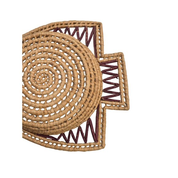 Handwoven Natural Straw Wall Basket Arrowhead Angel Fish - Picture 7 of 8